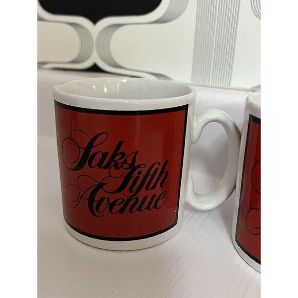 Vtg Saks Fifth Avenue Coffee Mug Tea John Buck Red Black Made England Set Of 2 - Picture 4 of 13